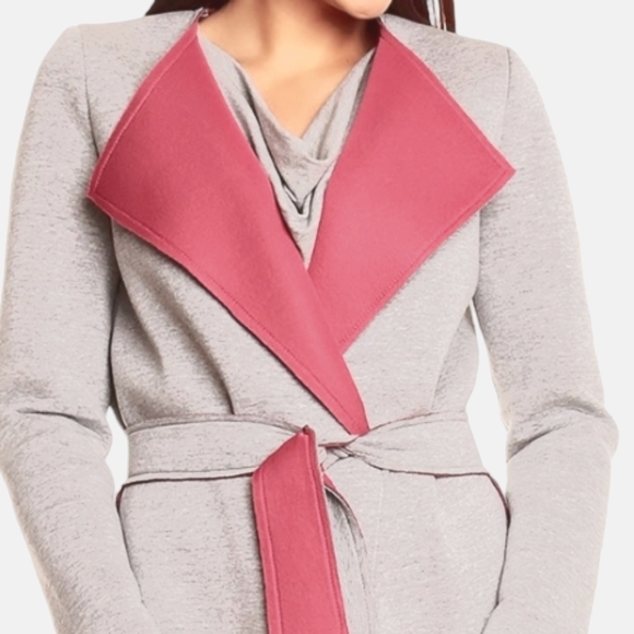 Peperuna Gray & Pink Tie-front coat size M NWT - Picture 6 of 11